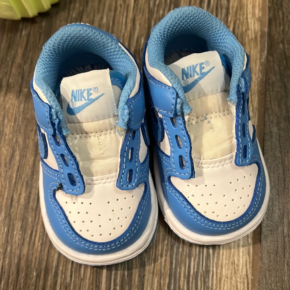 Blue and white dunks